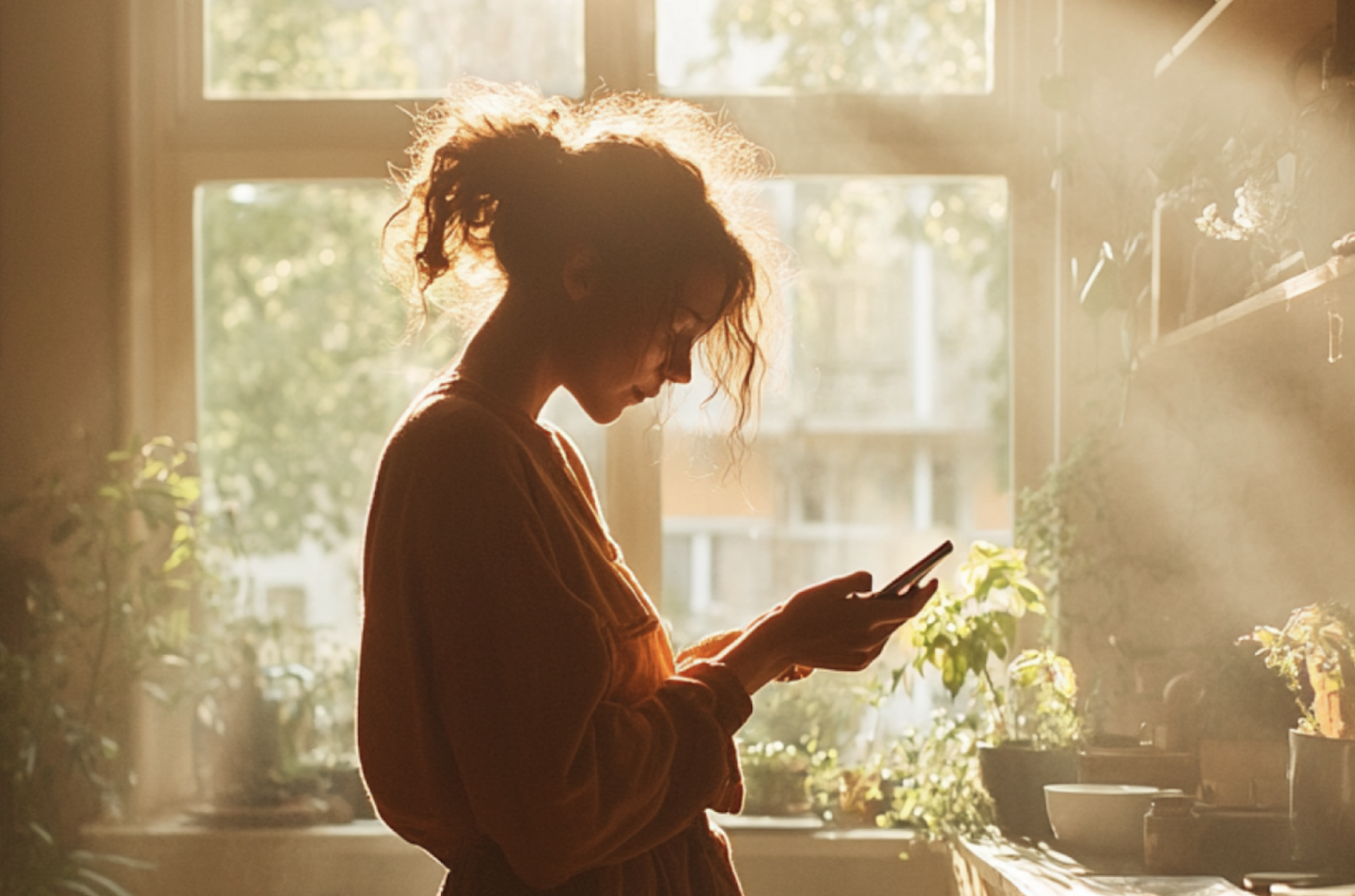 Kvinne som skriver på mobilen